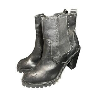 Kelsi Dagger Womens Black Leather Heeled Chelsea Boots Grunge‎ Moto Emo Size 10